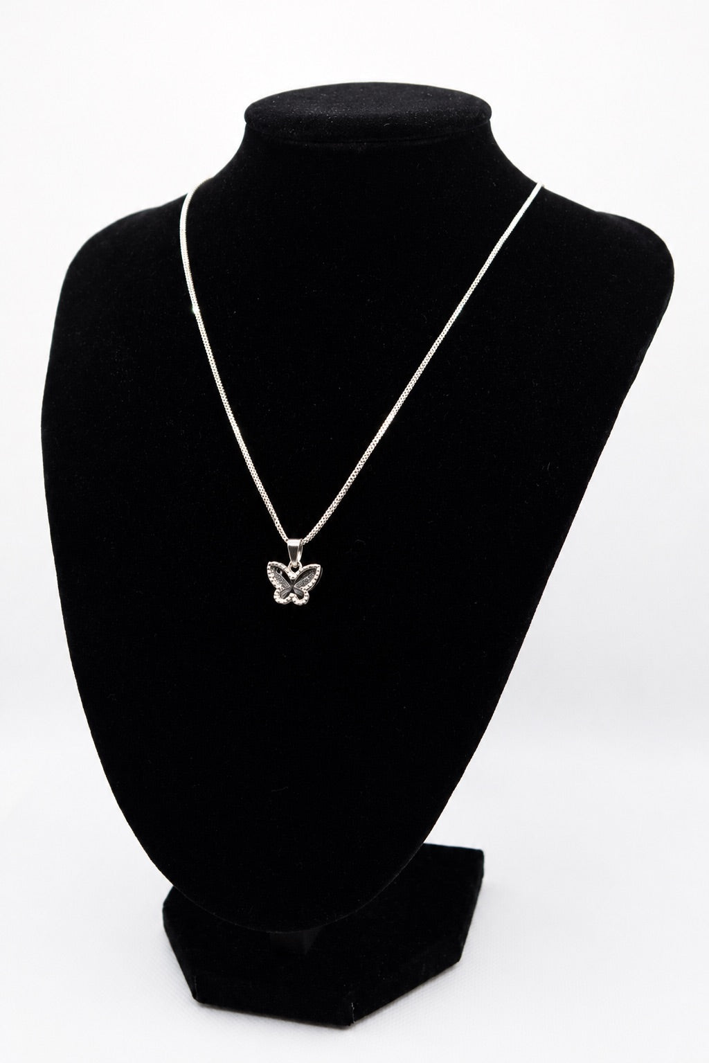 10K Yellow Gold dipped in White Rodium Italian Franco Chain with Butterfly pendant- 3.81g/22in