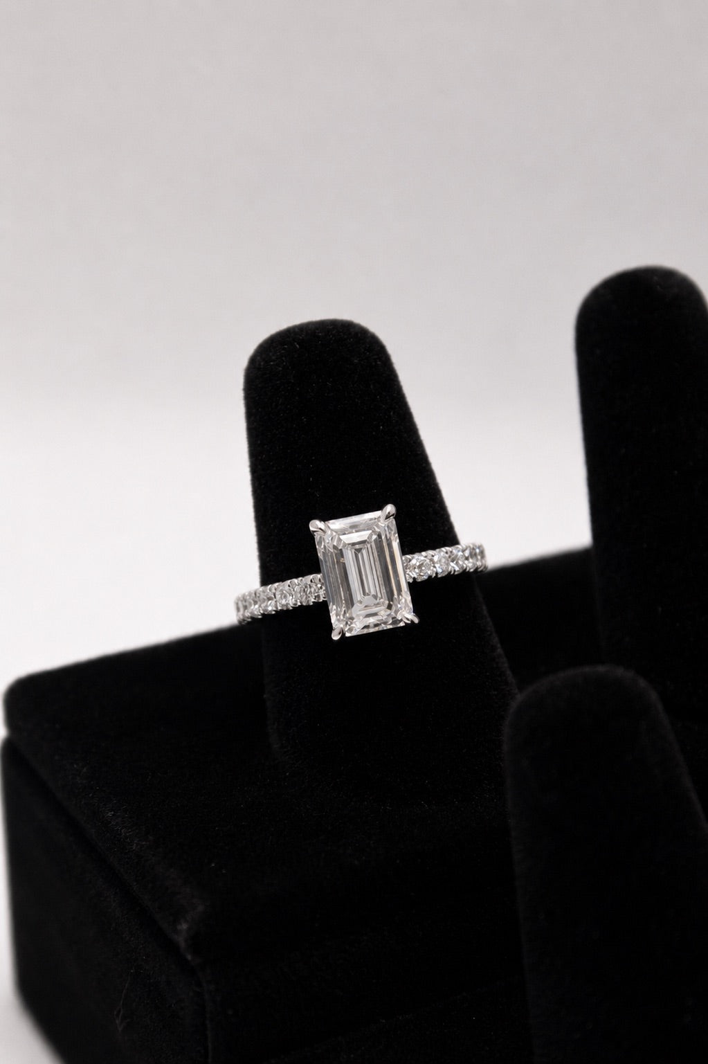 2.08 CT Emerald Cut IGI Certified VS1 D Color Lab Diamond Engagement Ring 10K White Gold - 2.14 CTW Size 6.5 IGI Certified