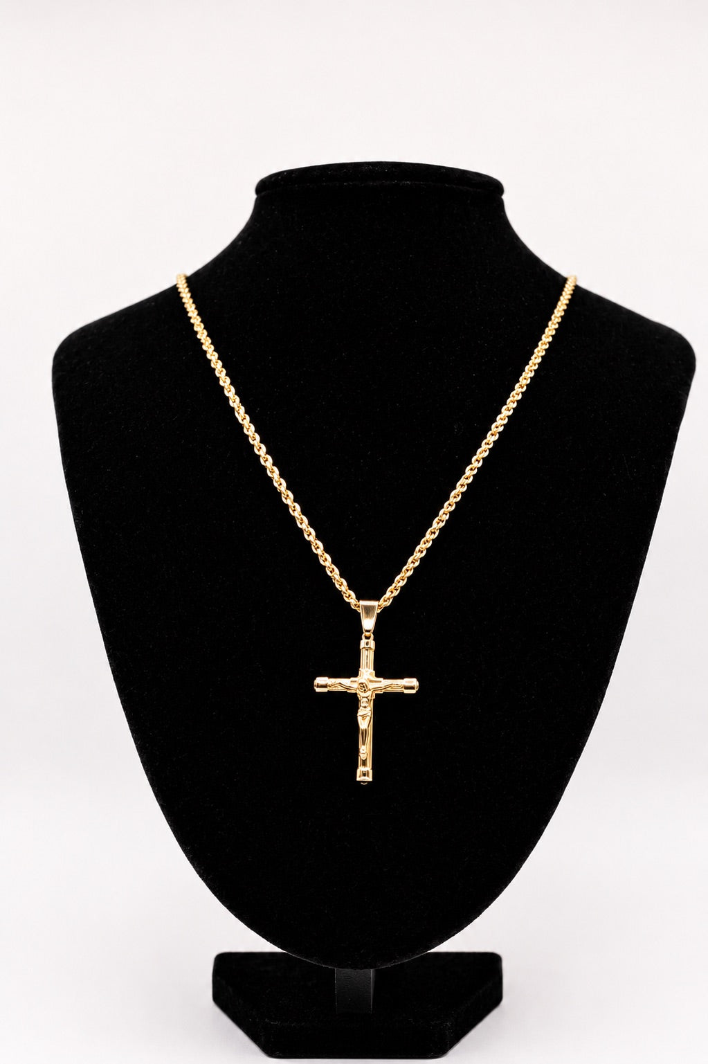 14K Yellow Solid Italian Gold Rope Chain with 14kt Cross pendant - 2mm/20inches/12.97g