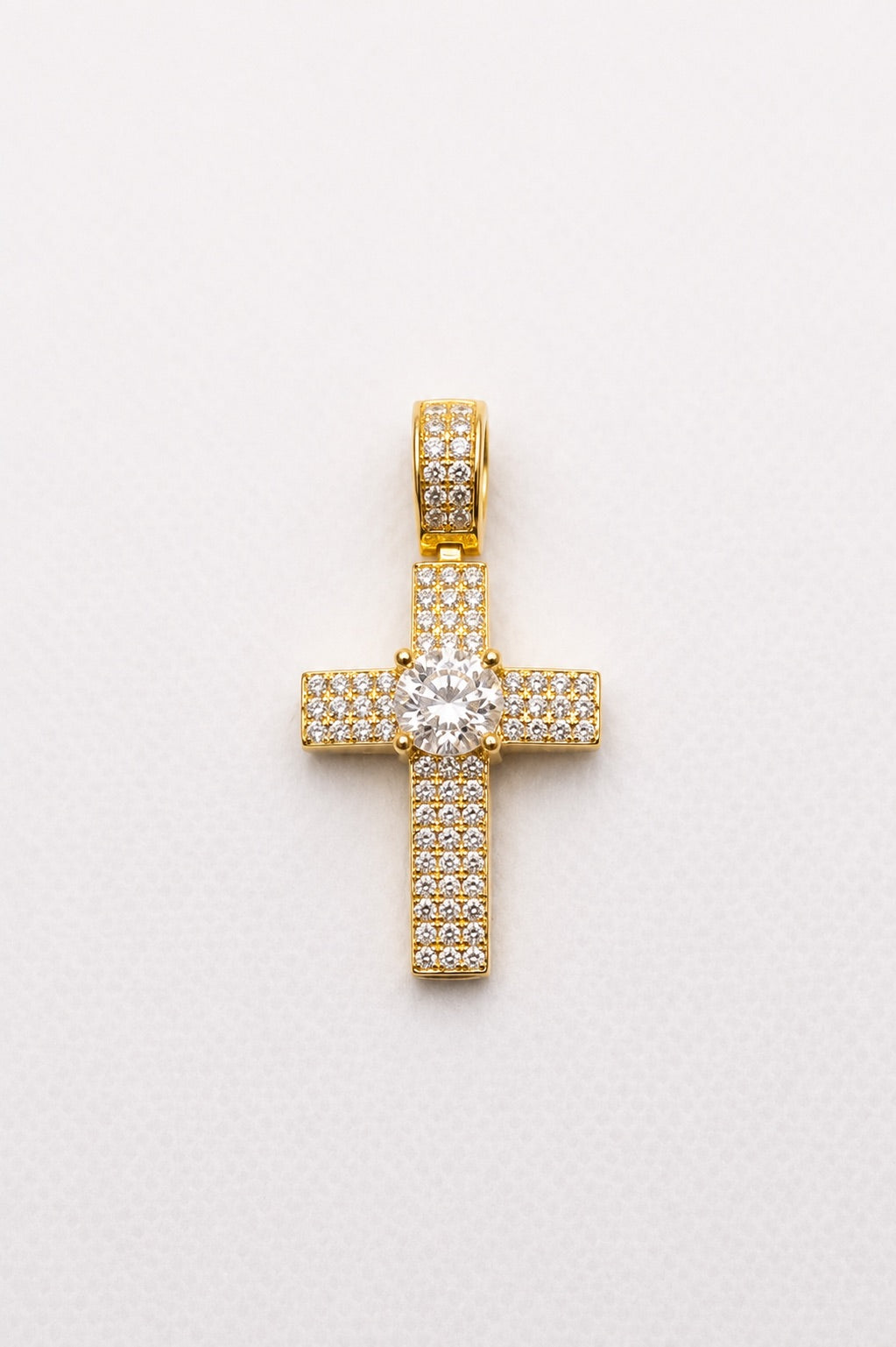 14K Yellow Gold Hollow Rope Chain with Natural Diamond cross - 2mm/32inches/16.33g